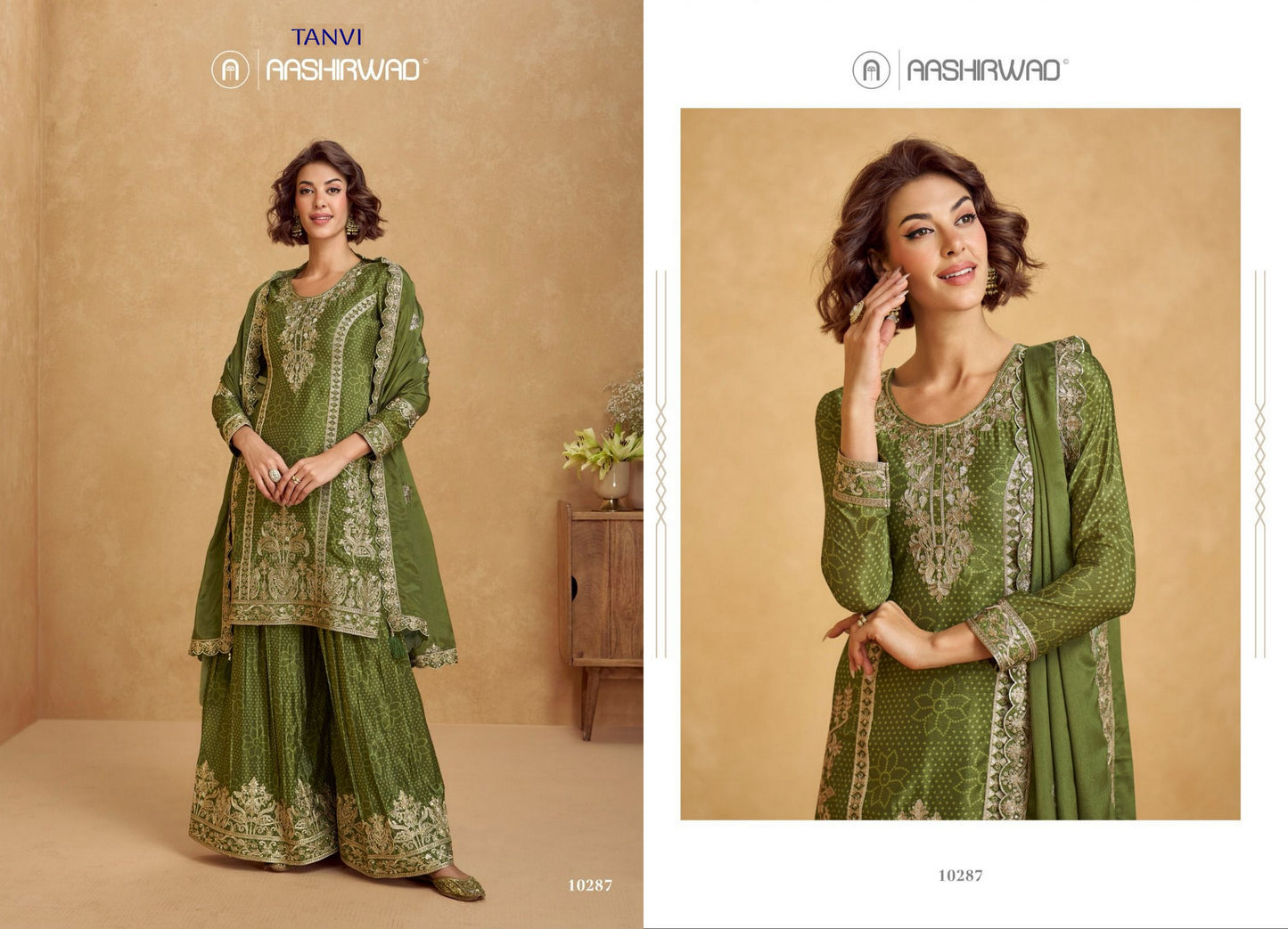 10287 Aashirwad Creation Chinon Silk Readymade Suits