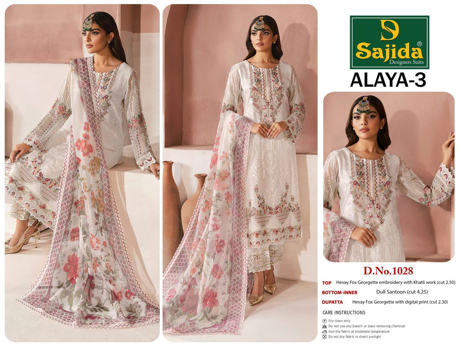 1028 Alaya Vol-3 Sajida Georgette Pakistani Salwar Suits