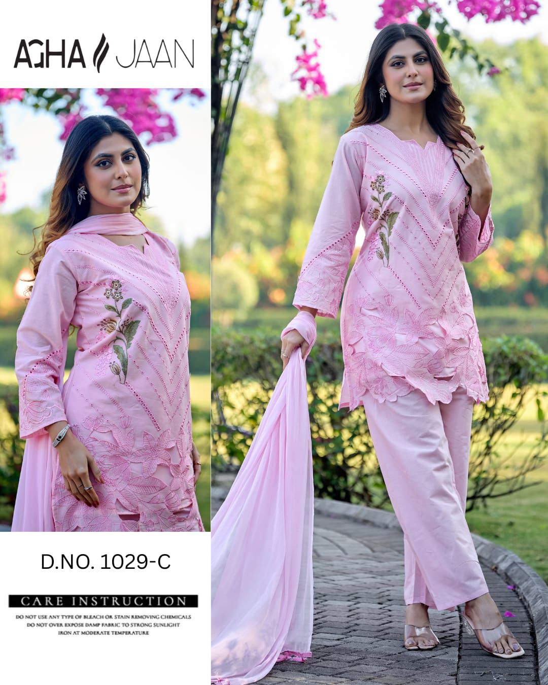 1029-C Agha Jaan Cambric Cotton Pakistani Readymade Suits