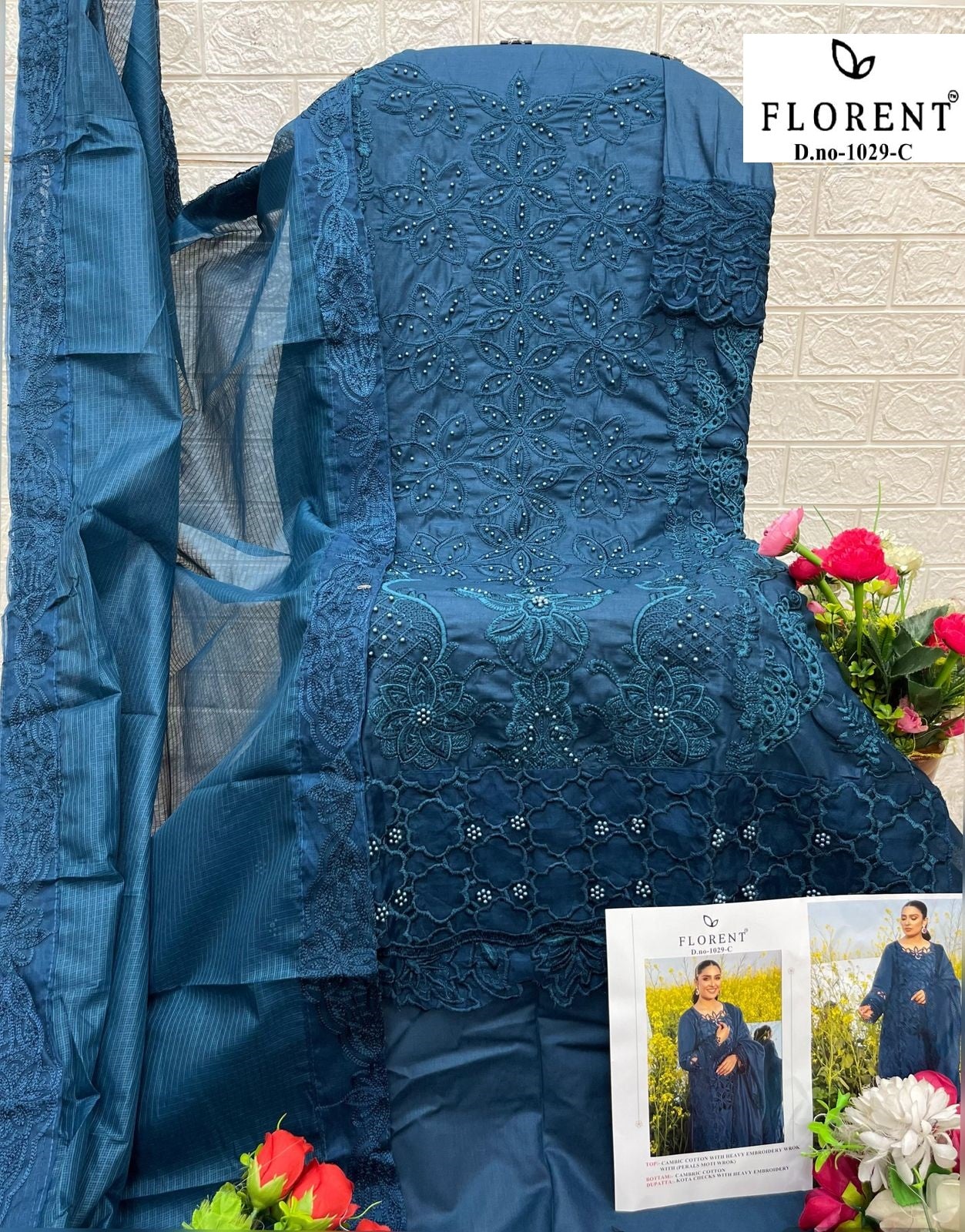 1029-C Florent Embroidery Pakistani Salwar Suits