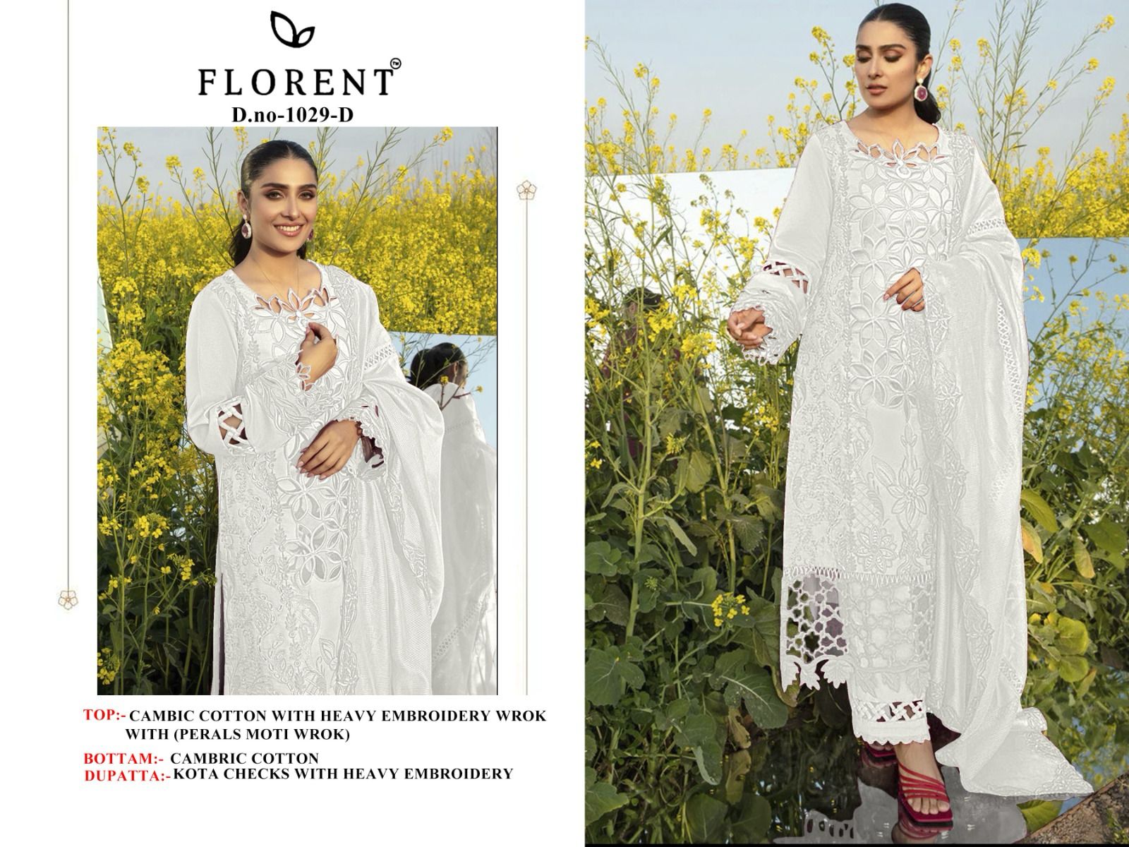 1029-D Florent Embroidery Pakistani Salwar Suits