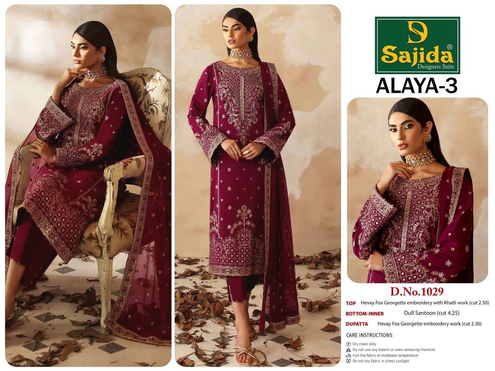 1029 Alaya Vol-3 Sajida Georgette Pakistani Salwar Suits