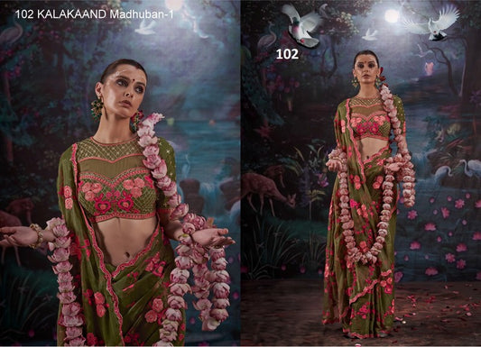 102 Madhuban-1 Kalakaand Gold Simmer Sarees