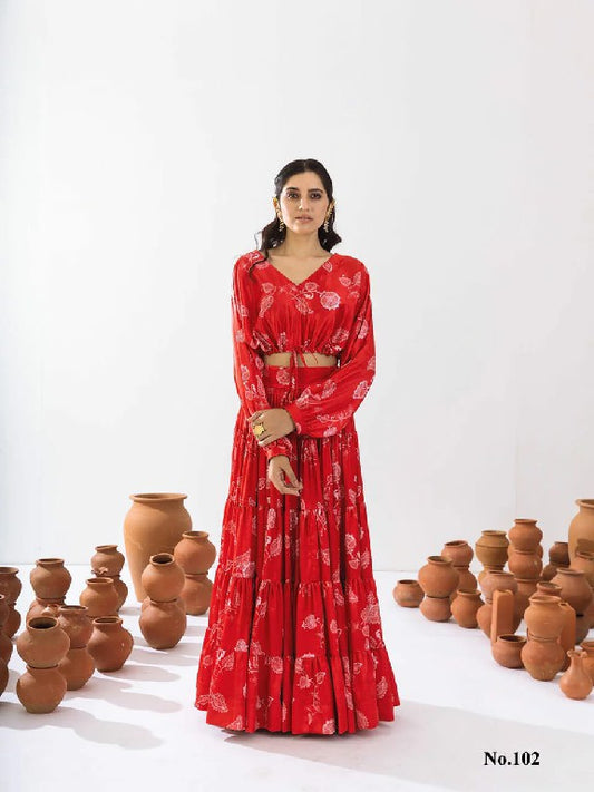 102 Vallari Vol 1 Lucaya Digital Print Croptop Skirt Set