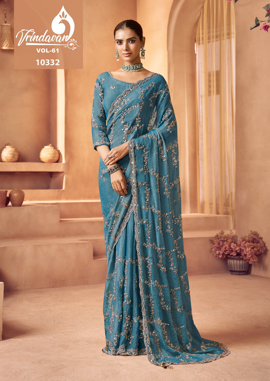 10332 Vrindavan Vol 61 Royal Tissue Sarees