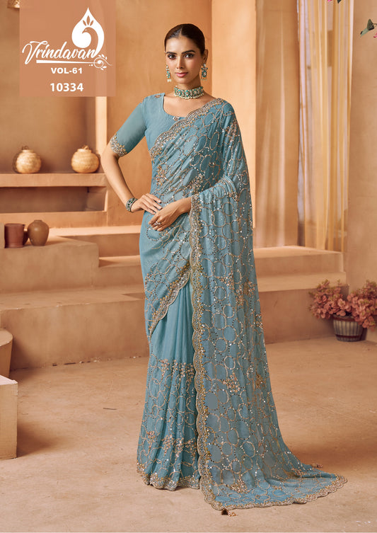 10334 Vrindavan Vol 61 Royal Tissue Sarees