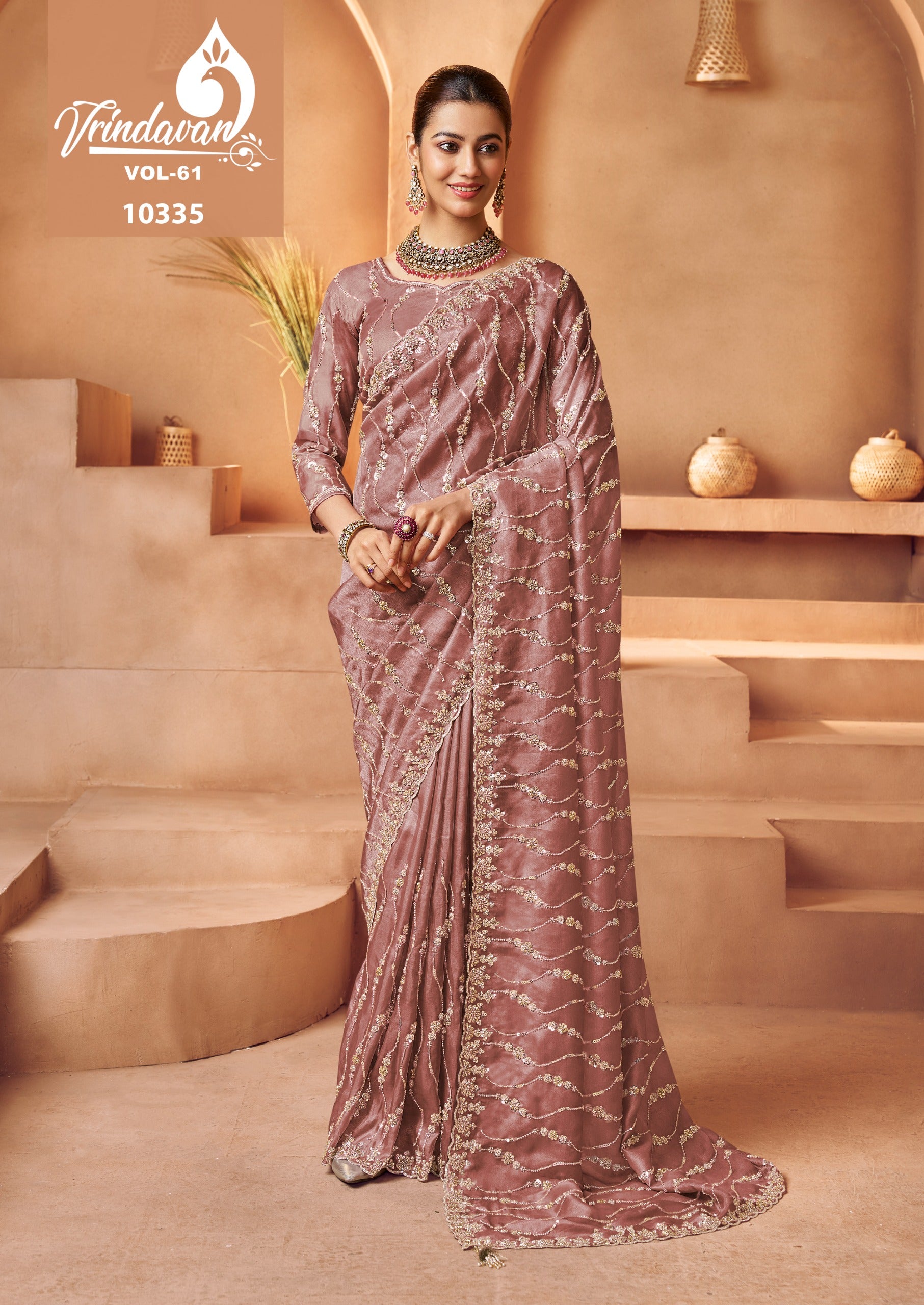 10335 Vrindavan Vol 61 Royal Tissue Sarees