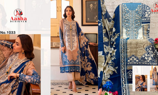 1033 Aasha Designer Pure Cotton Pakistani Patch Suits