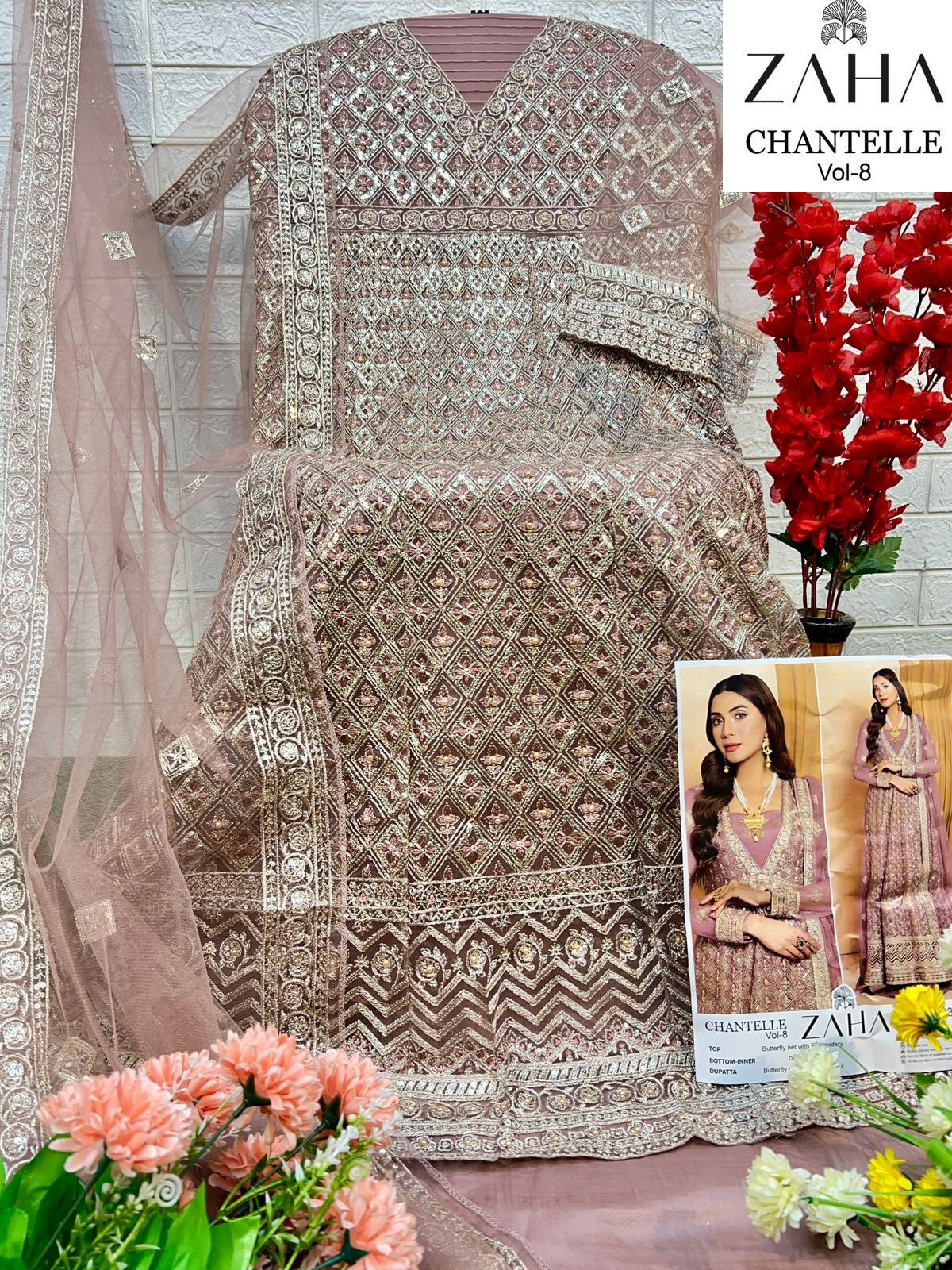 10354B Chantelle Vol 8 Zaha Butterfly Net Pakistani Salwar Suits