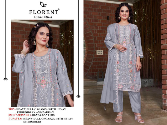 1036-A Florent Embroidery Pakistani Salwar Suits