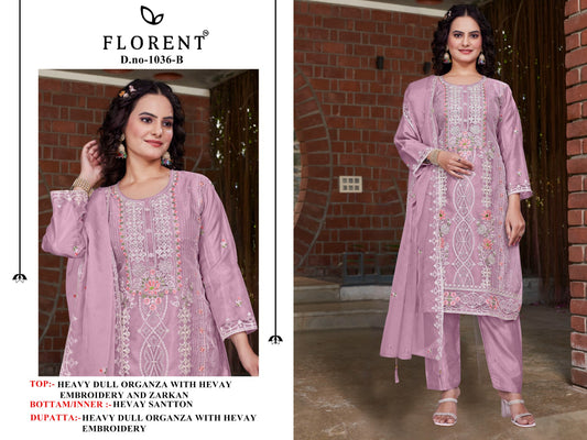 1036B Florent Dull Organza Pakistani Salwar Suits