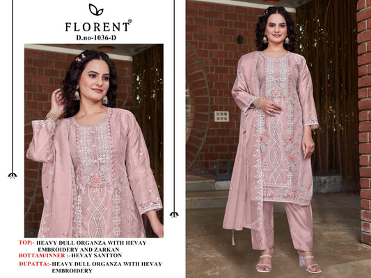 1036D Florent Dull Organza Pakistani Salwar Suits