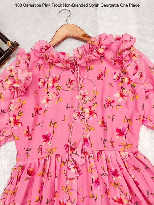 103 Carnation Pink Frock Non-Branded Stysh Georgette One Piece