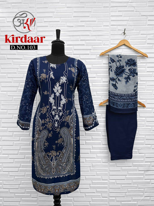 103 Kirdaar Printed Karachi Readymade Suit