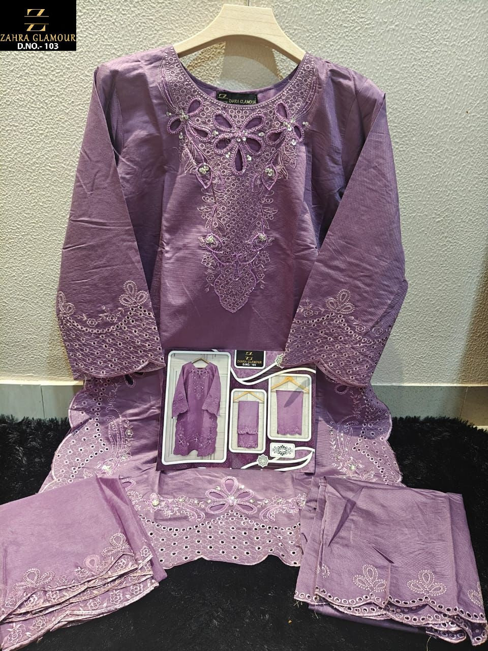 103 Lavendar Zahra Glamour Viscose Pakistani Readymade Suits