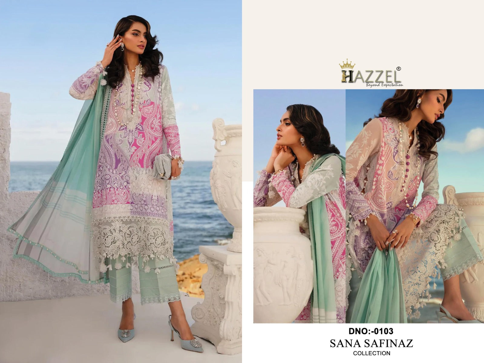 103 Sana Safinaz Hazzel Pure Cotton Pakistani Patch Suits