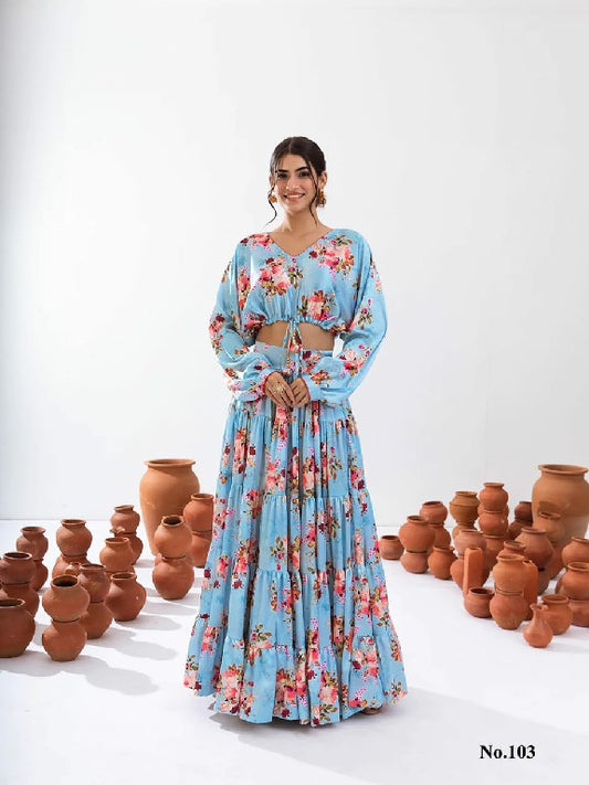 103 Vallari Vol 1 Lucaya Digital Print Croptop Skirt Set