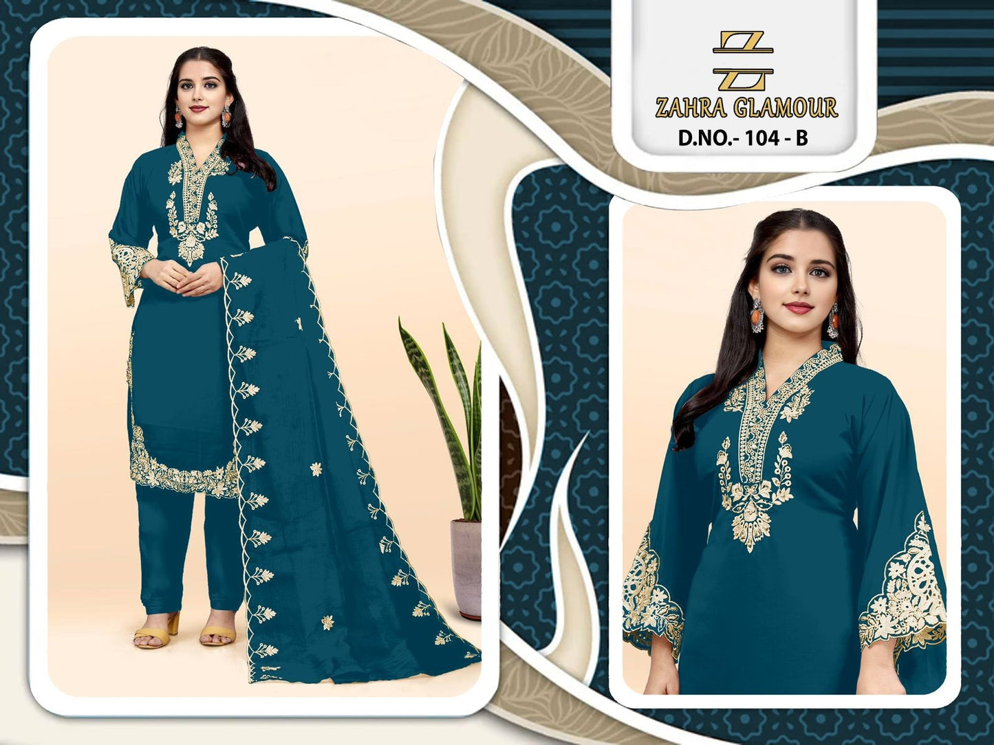 104-B Zahra Glamour Georgette Pakistani Readymade Suits