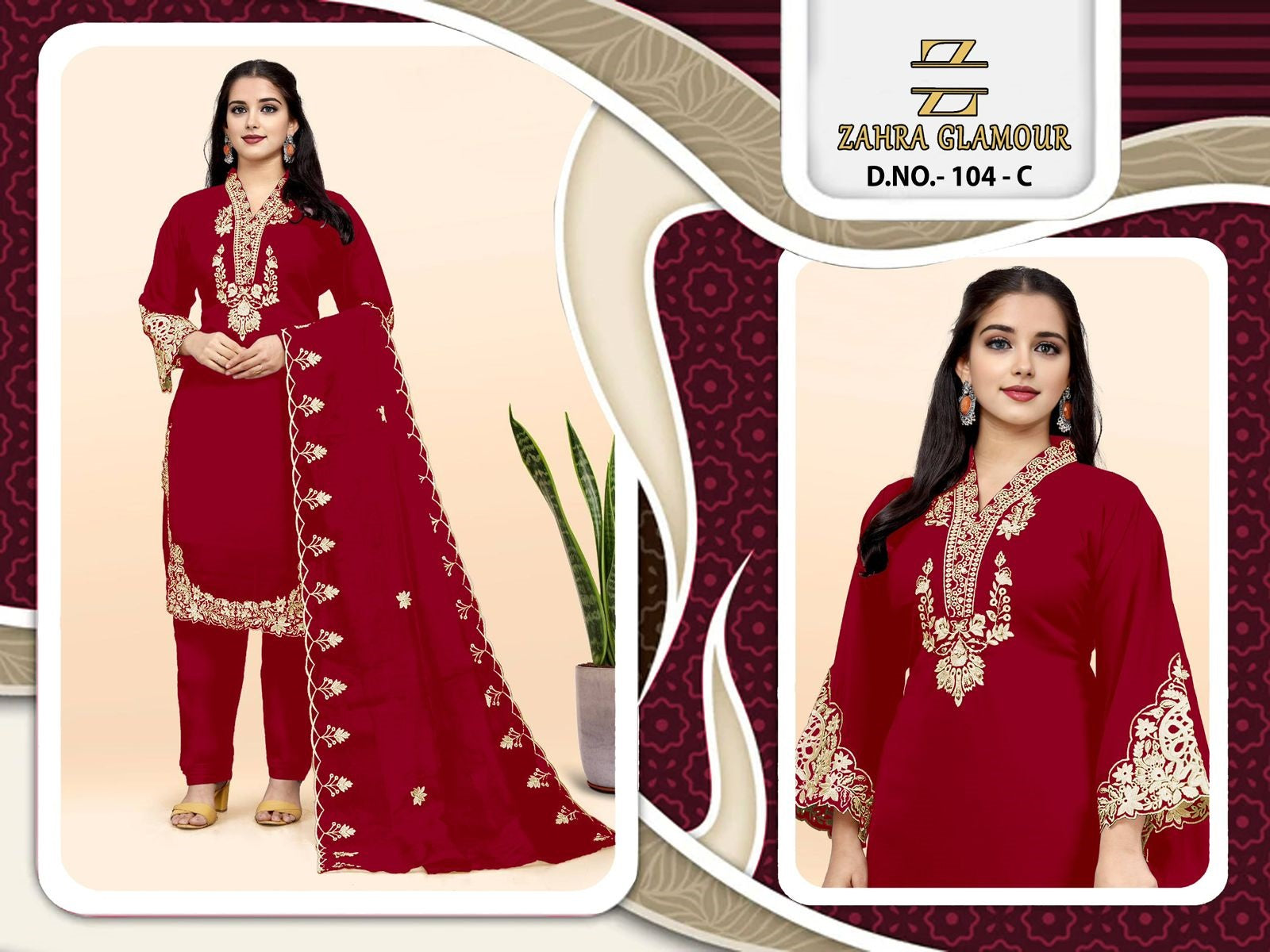 104-C Zahra Glamour Georgette Pakistani Readymade Suits