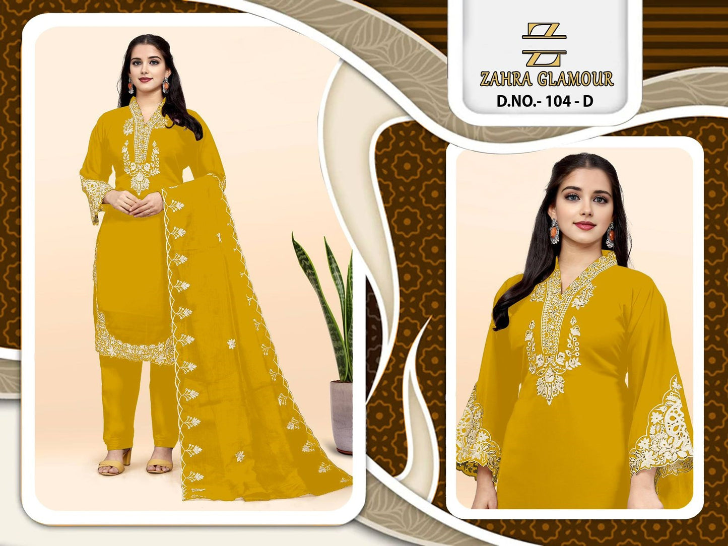 104-D Zahra Glamour Georgette Pakistani Readymade Suits
