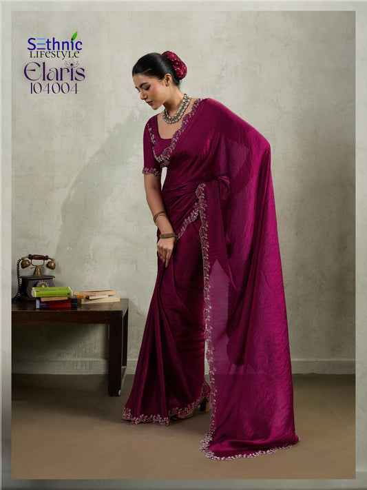 104004 Elaris Sethnic Velvet Chiffon Sarees