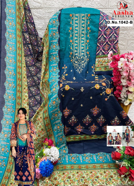 1042-B Harsha Vol 4 Aasha Designer Embroidery Pakistani Salwar Suits