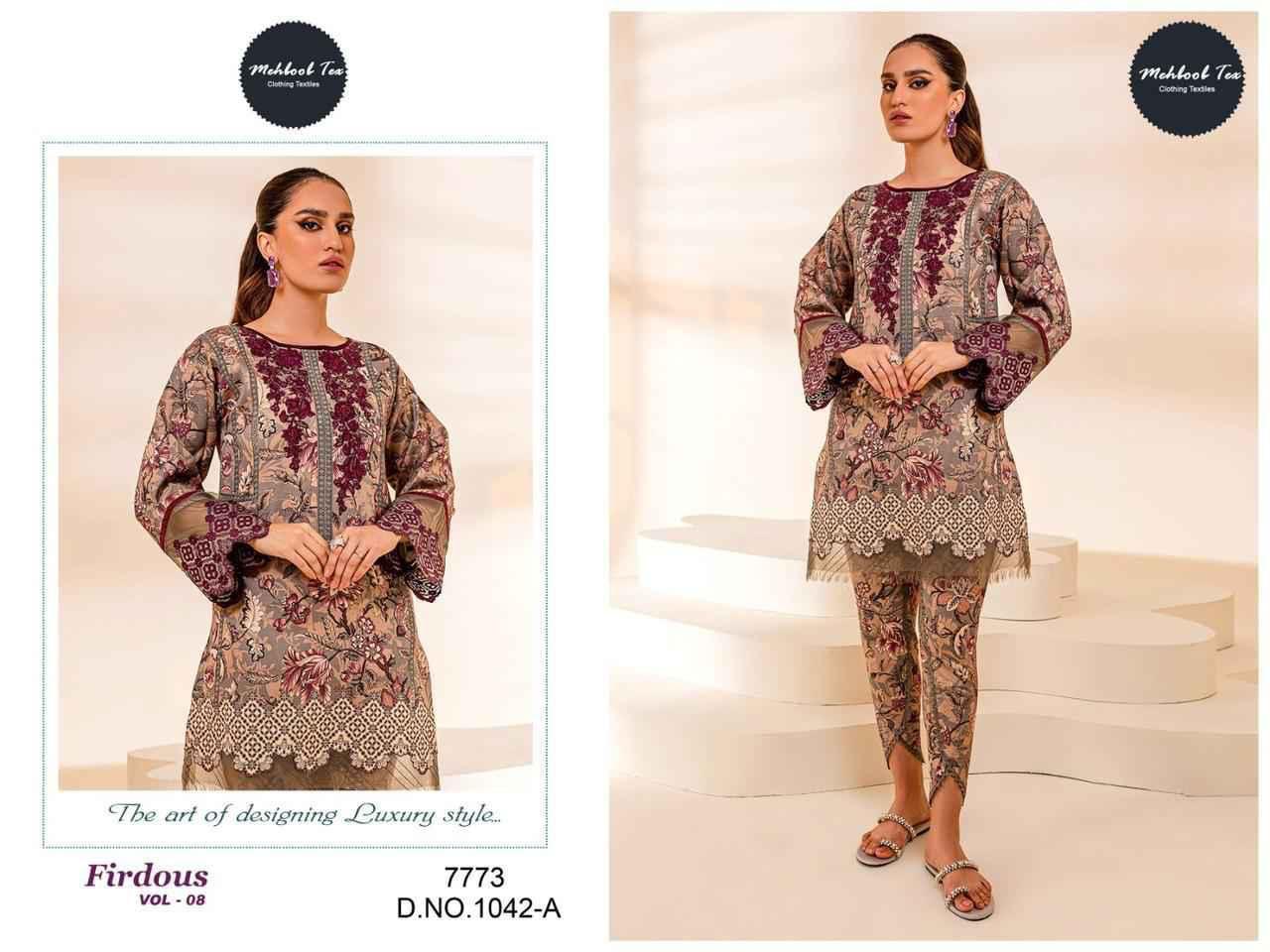 1042 Wine Firdose Vol 8 Mehboob Tex Cotton Pakistani Salwar Suits