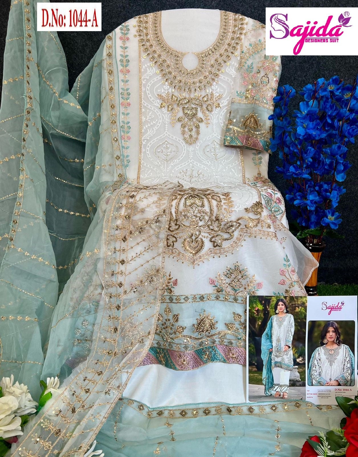 1044-A Saira Sajida Embroidered Pakistani Salwar Suits