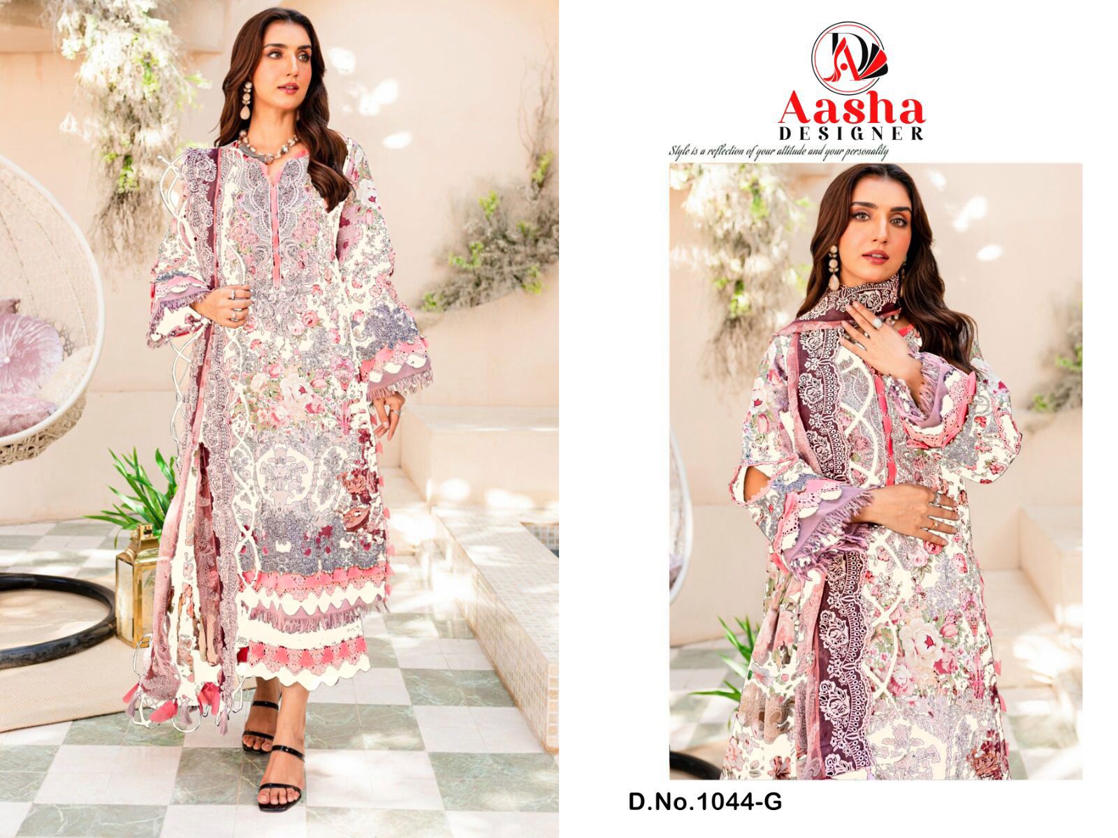 1044-G Aasha Designer Embroidery Pakistani Patch Suits