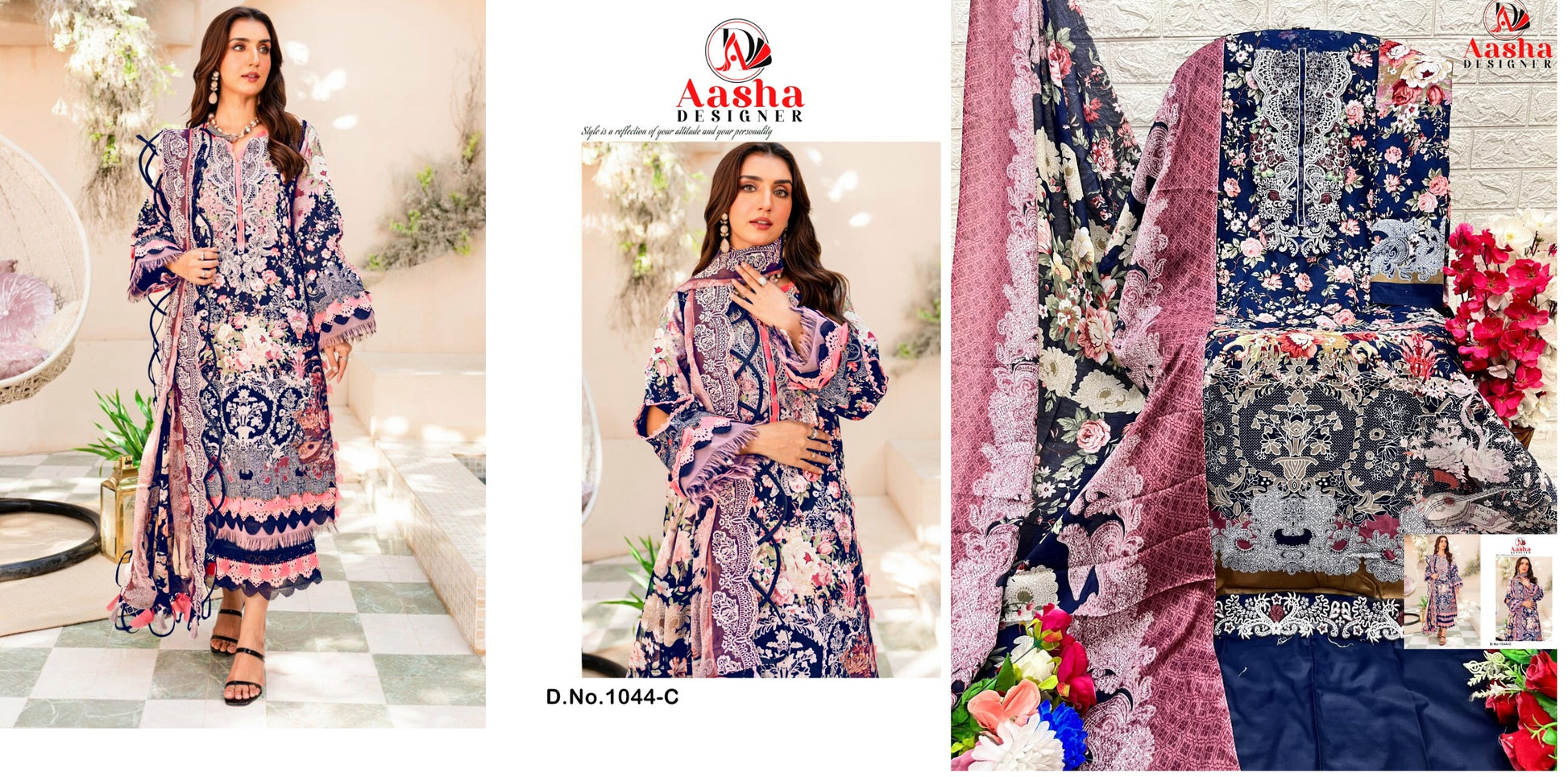 1044C Aasha Designer Embroidery Pakistani Patch Suits