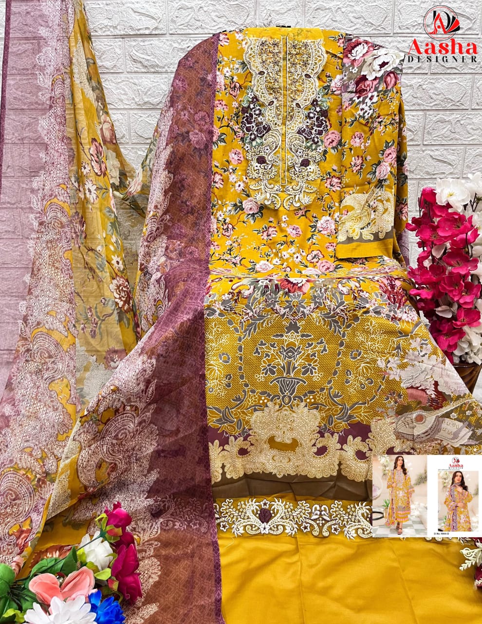 1044D Aasha Designer Embroidery Pakistani Patch Suits