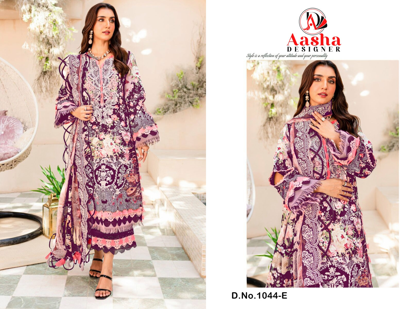1044E Aasha Designer Embroidery Pakistani Patch Suits