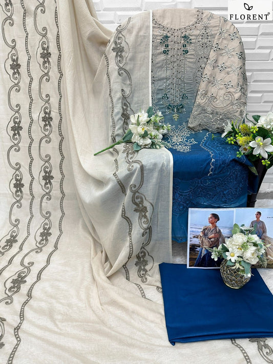 1047-A Maria B Premium Embroidered 25-2 Florent Pure Cotton Pakistani Salwar Suits