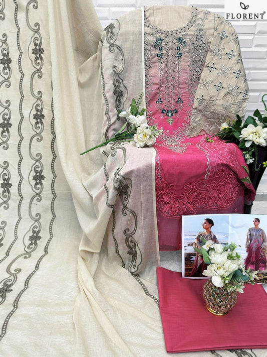 1047-B Maria B Premium Embroidered 25-2 Florent Pure Cotton Pakistani Salwar Suits