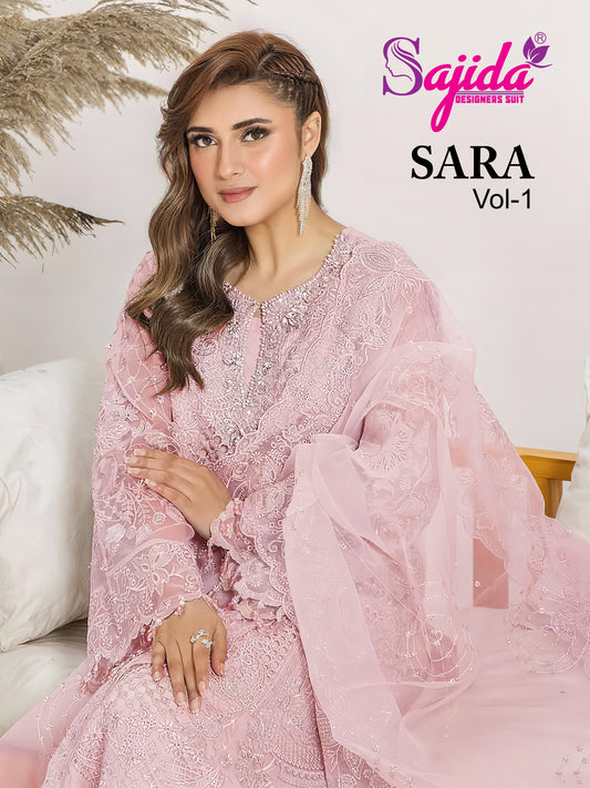 1047 C Sara Vol 1 Sajida Organza Pakistani Salwar Suits