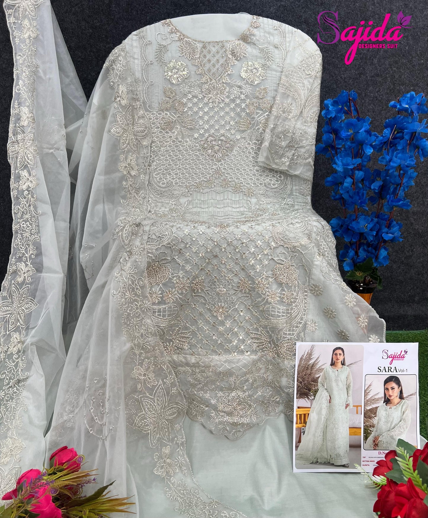 1047 D Sara Vol 1 Sajida Organza Pakistani Salwar Suits