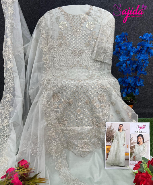 1047 D Sara Vol 1 Sajida Organza Pakistani Salwar Suits