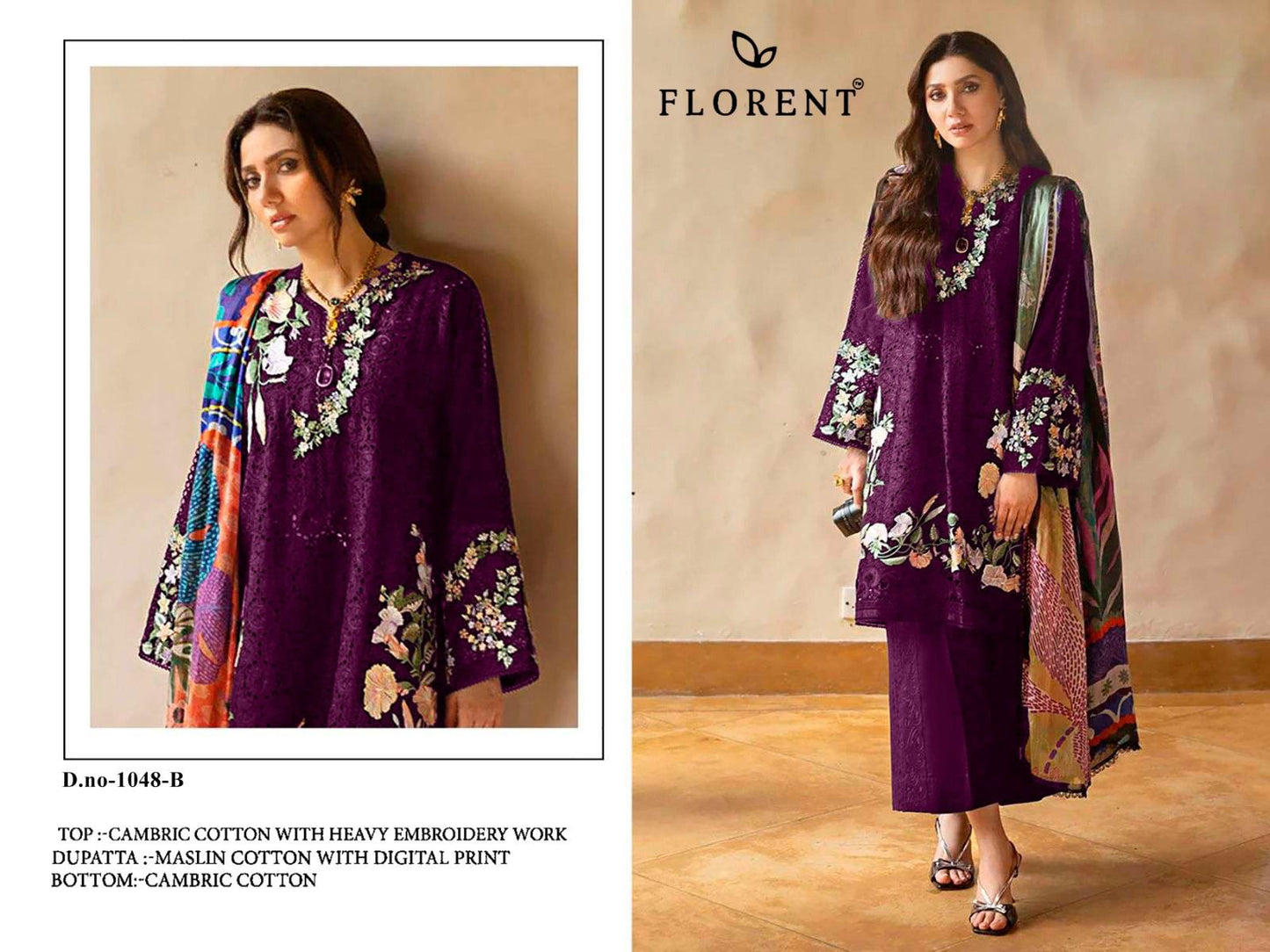 1048-B Florent Cambric Cotton Pakistani Salwar Suits