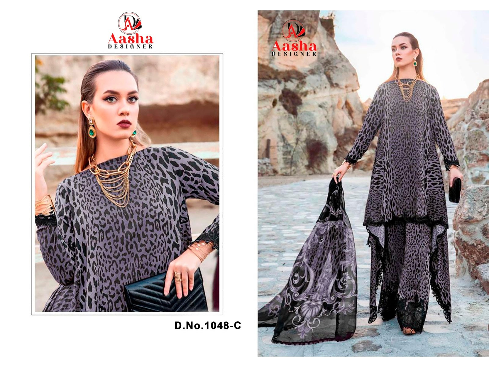 1048-C Aasha Designer Embroidery Pakistani Patch Suits