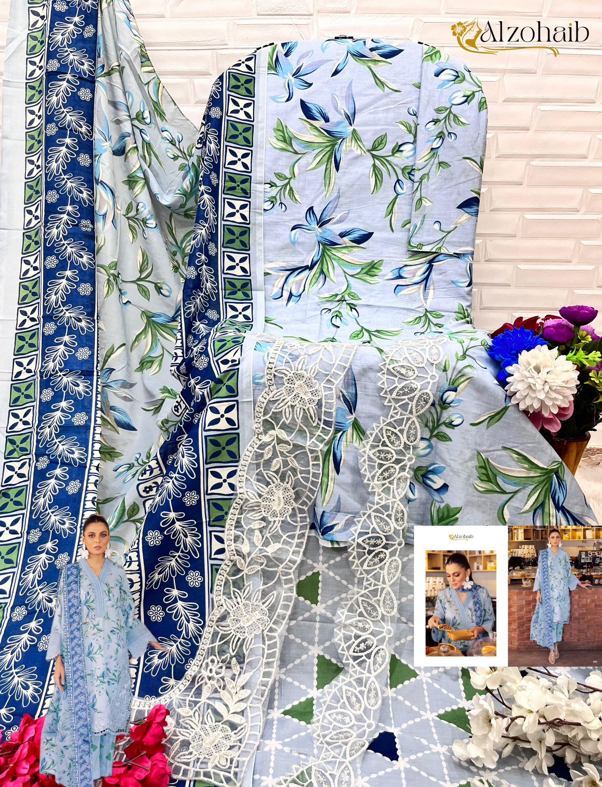 1049 Girl Glam Al Zohaib Print Pakistani Patch Suits