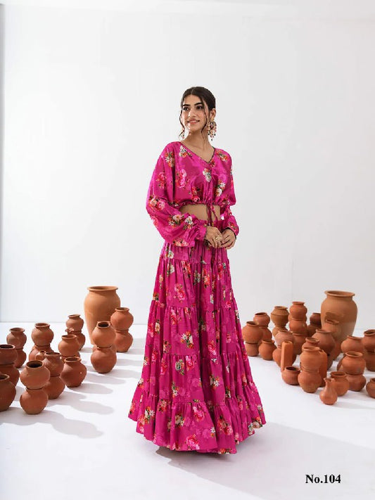 104 Vallari Vol 1 Lucaya Digital Print Croptop Skirt Set