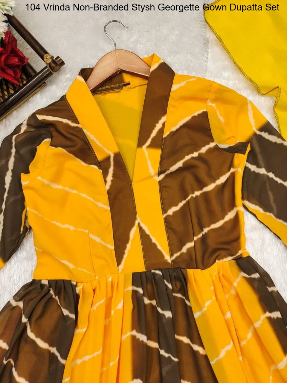104 Vrinda Non-Branded Stysh Georgette Gown Dupatta Set