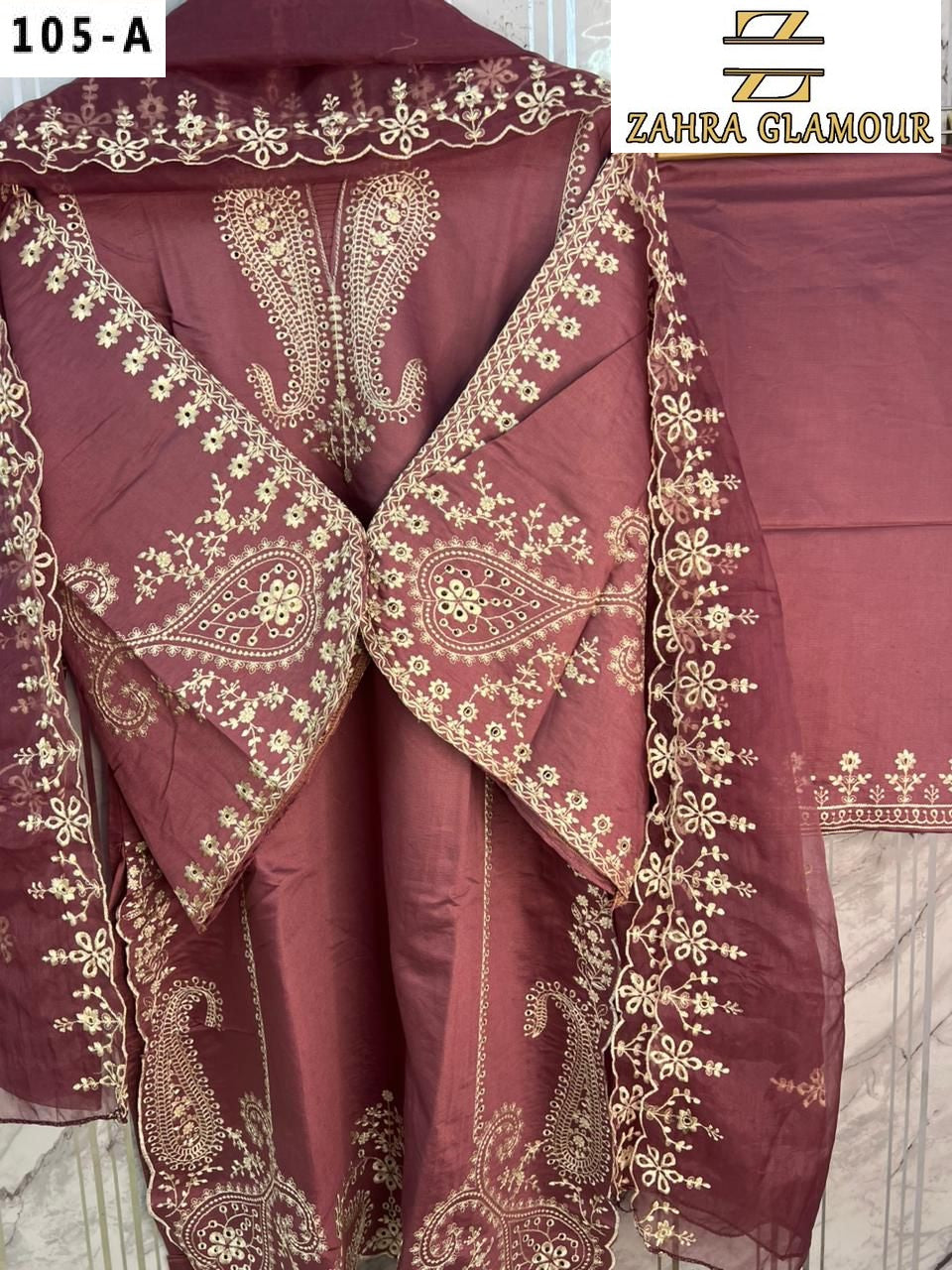 105-A Zahra Glamour Viscose Blanded Pakistani Readymade Suits