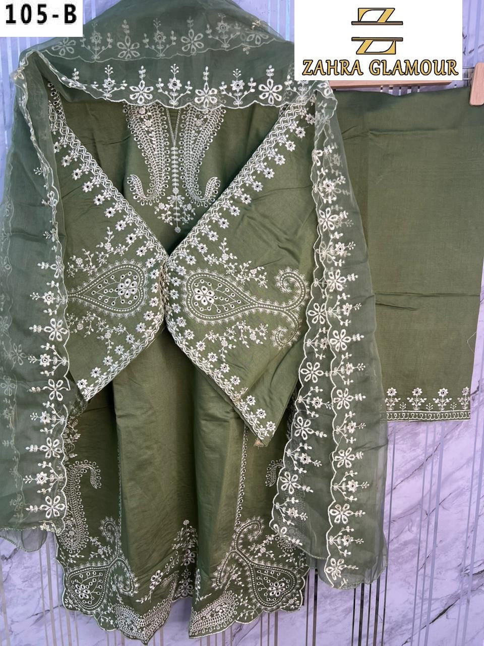 105-B Zahra Glamour Viscose Blanded Pakistani Readymade Suits