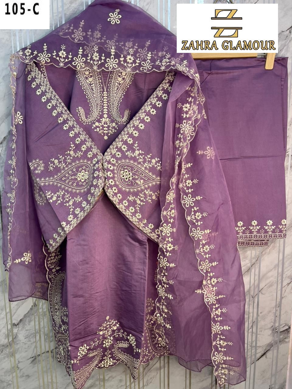 105-C Zahra Glamour Viscose Blanded Pakistani Readymade Suits