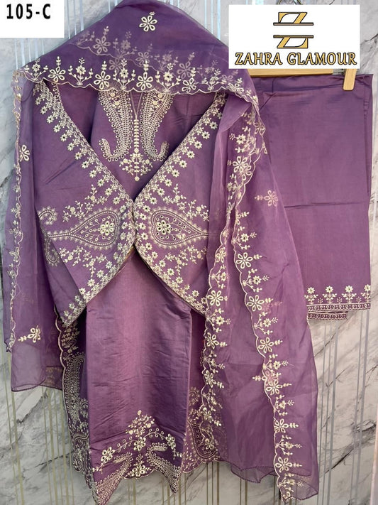 105-C Zahra Glamour Viscose Blanded Pakistani Readymade Suits