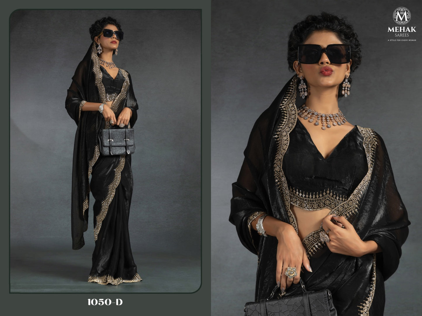 1050D Mehek Satin Silk Sarees