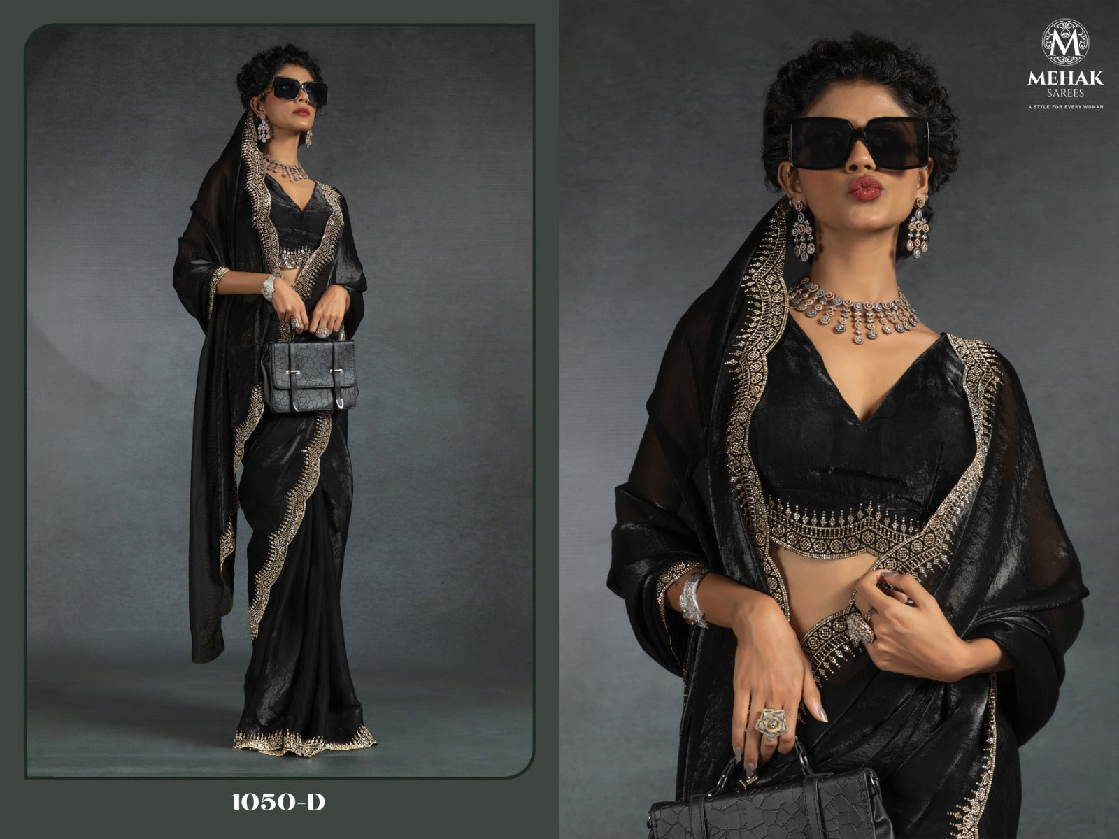 1050D Mehek Satin Silk Sarees