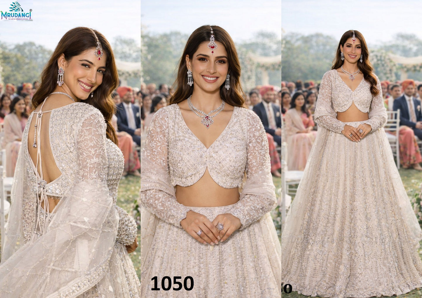 1050 Wedding Festive Mrudangi Pure Net Readymade Lehenga Choli