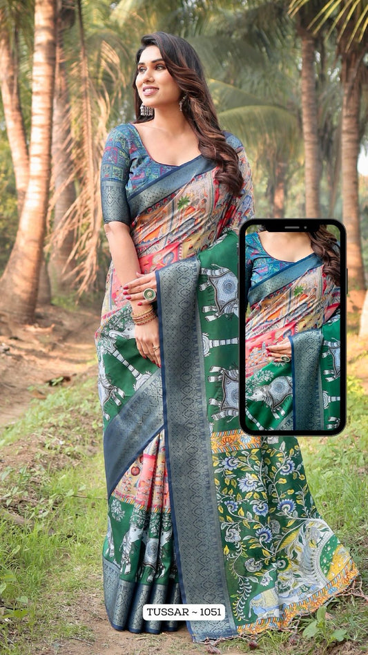 1051 Almaari Tussar Silk Sarees